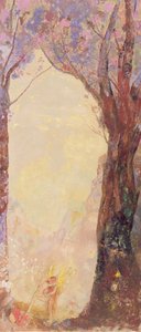 Jacob Worstelt met een Engel door Odilon Redon